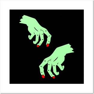 Zombie hands Green Posters and Art